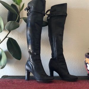 Leather thigh high boots